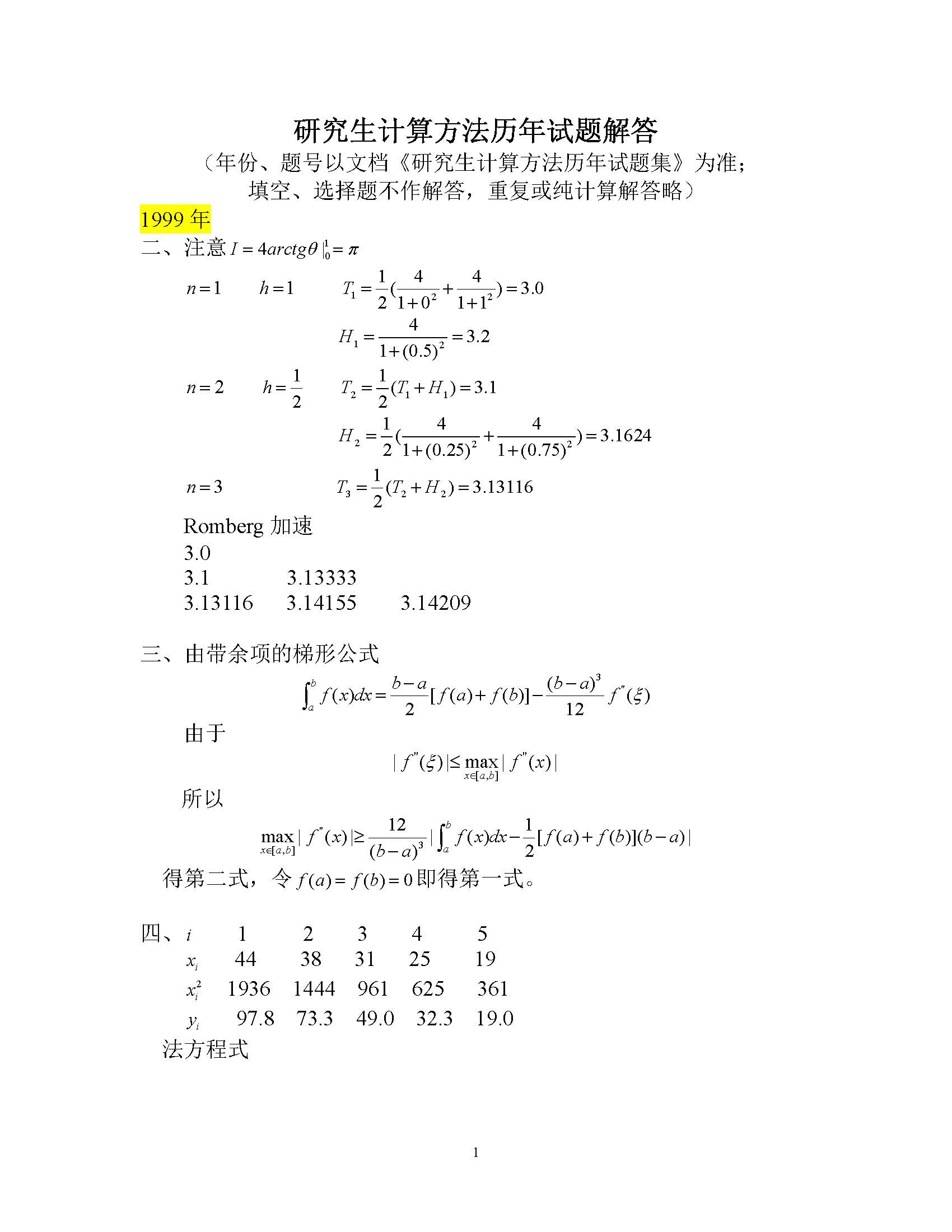1999年上海交通大学研究生计算方法试题,上海交通大学,第1张