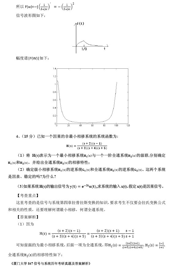 2013年厦门大学847信号与系统考研真题及答案解析,厦门大学信号与系统,厦门大学,信号与系统,第2张