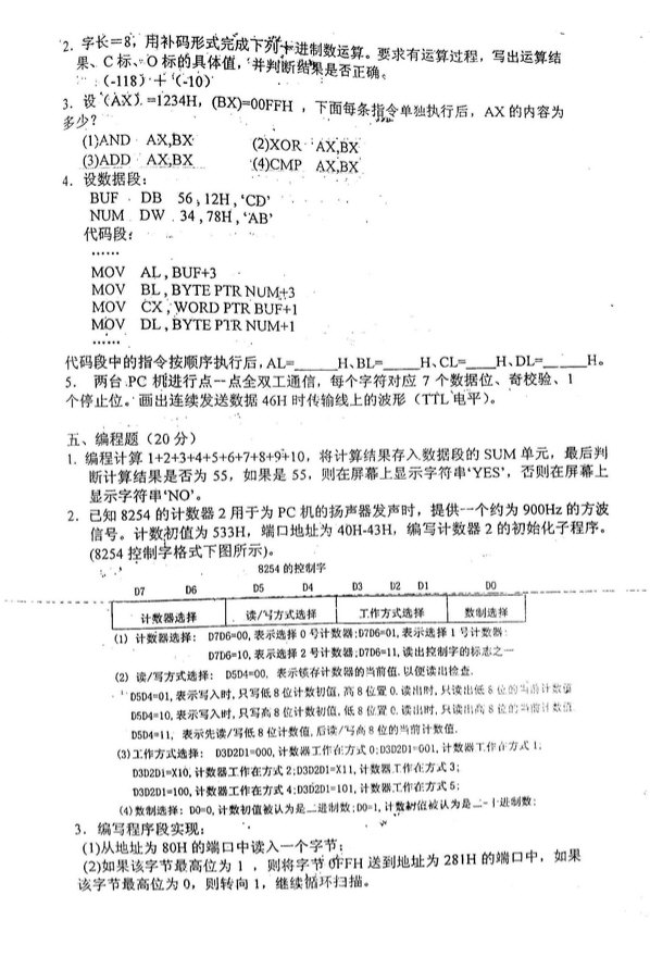 2012年南京邮电大学微机原理及应用考研复试真题,南京邮电大学,第2张