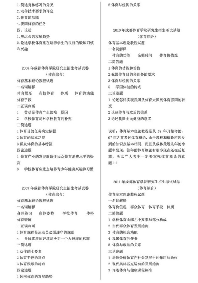 2003-2016年成都体育学院体育基本理论教程考研真题,成都体育学院,第2张