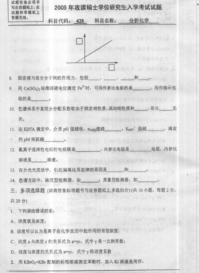 2005年北京理工大学828分析化学考研真题,北京理工大学分析化学,北京理工大学,分析化学,第5张