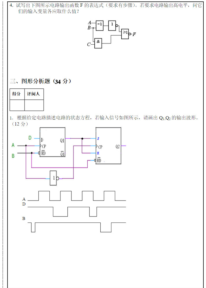 2006-2007年南昌大学数字电路逻辑设计第二学期期末考试试卷,南昌大学,第3张