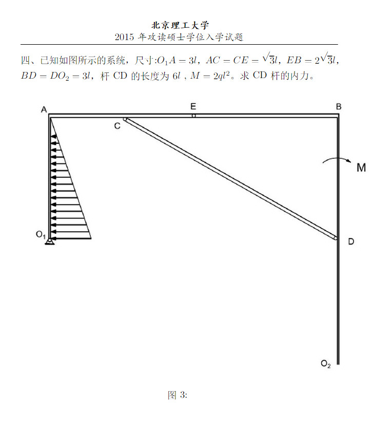 2015年北京理工大学848理论力学考研真题,北京理工大学理论力学,北京理工大学,理论力学,第4张