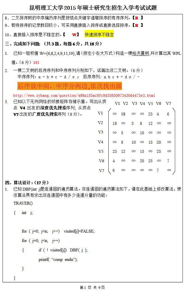 2015年昆明理工大学818计算机学科专业基础综合考研真题及答案.pdf,昆明理工大学计算机学科专业基础综合,昆明理工大学,计算机学科专业基础综合,第3张