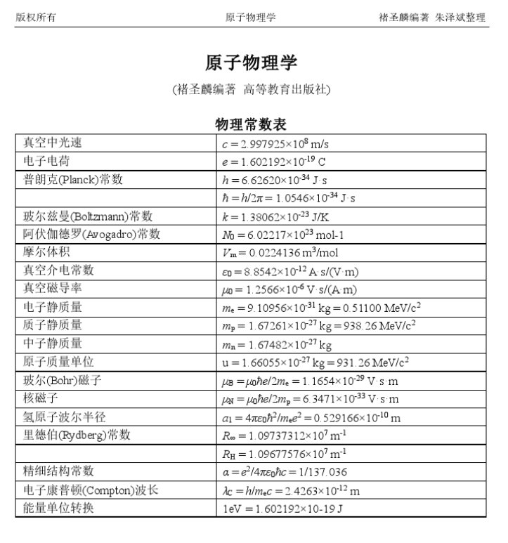 原子物理学褚圣麟复习资料,第1张