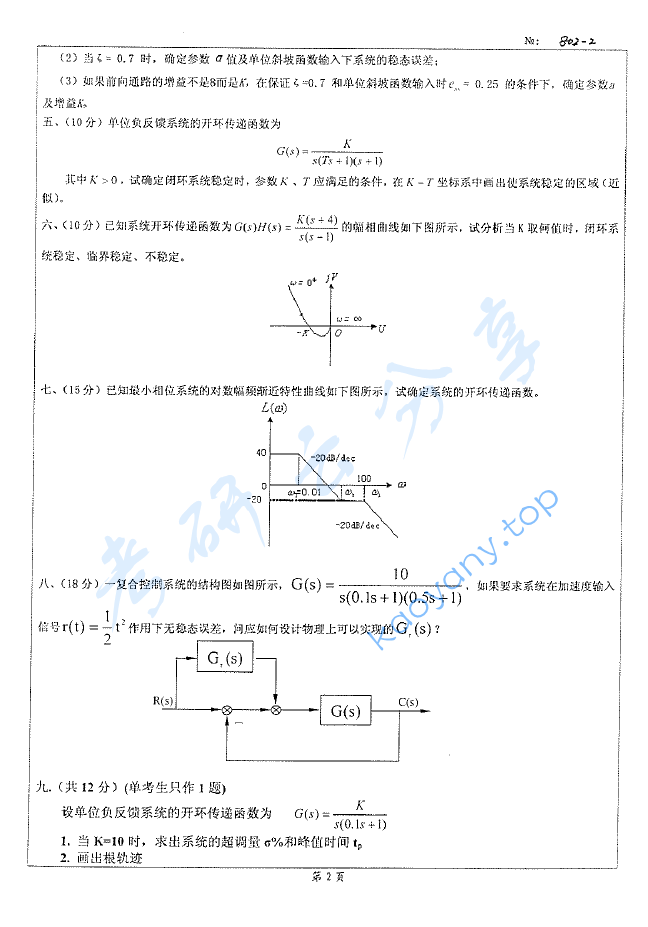 2008年北京科技大学802控制工程基础考研真题,北京科技大学控制工程基础,北京科技大学,控制工程基础,第2张