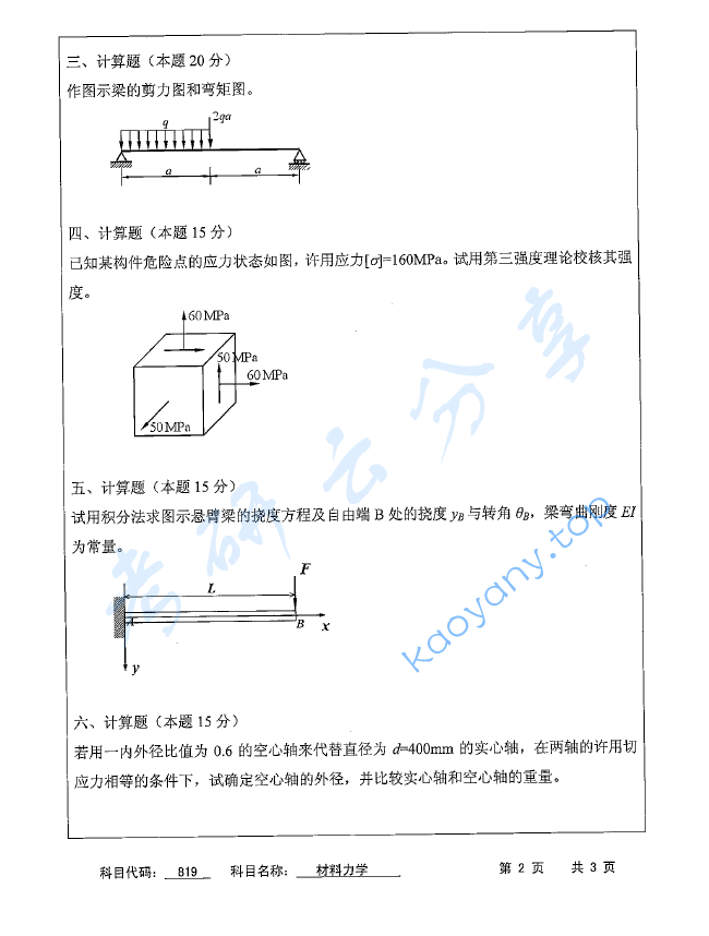 2016年苏州科技大学819材料力学考研真题,image.png,苏州科技大学材料力学,苏州科技大学,材料力学,第2张