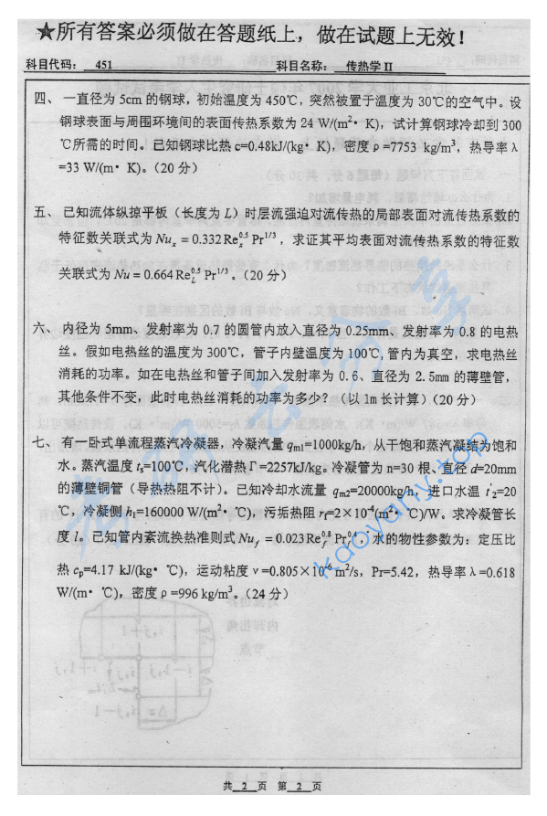 2007年北京工业大学451传热学Ⅱ考研真题,image.png,北京工业大学传热学,北京工业大学,传热学,第2张