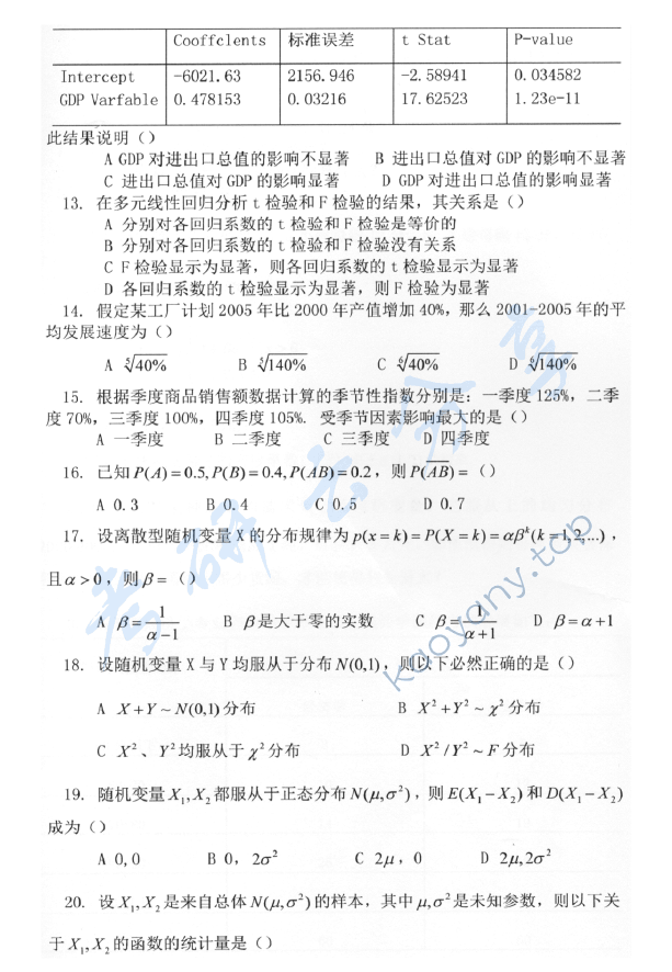 2014年安徽大学432统计学考研真题及答案,安徽大学统计学,安徽大学,统计学,第2张