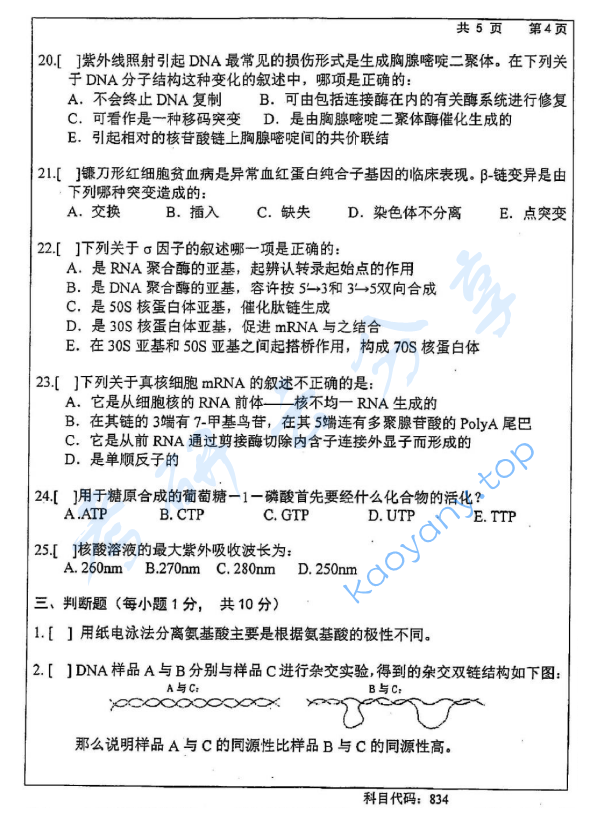 2015年长沙理工大学834生物化学考研真题,2015年长沙理工大学834生物化学考研真题  长沙理工大学生物化学 长沙理工大学 生物化学 第4张,长沙理工大学生物化学,长沙理工大学,生物化学,第4张