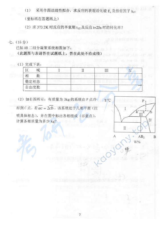2004年北京化工大学460物理化学考研真题,北京化工大学物理化学,北京化工大学,物理化学,第7张