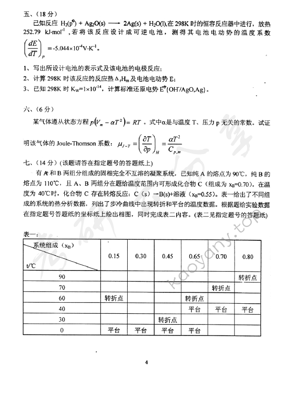 2002年北京化工大学460物理化学考研真题,北京化工大学物理化学,北京化工大学,物理化学,第4张