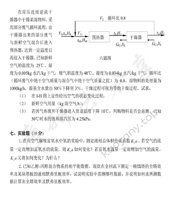 2014年北京化工大学810化工原理（含实验）考研真题,北京化工大学化工原理,北京化工大学,化工原理,第4张