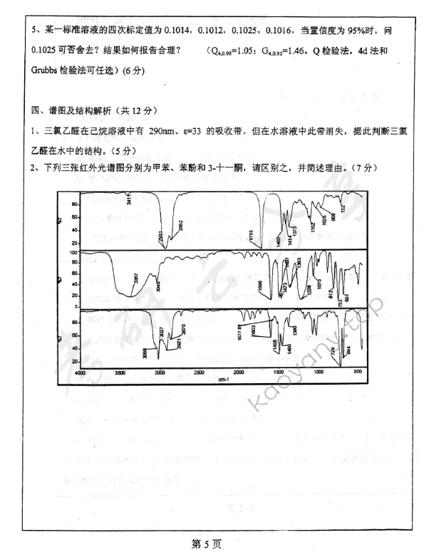 2000年中国地质大学（北京）分析化学考研真题,中国地质大学分析化学,中国地质大学,分析化学,第5张