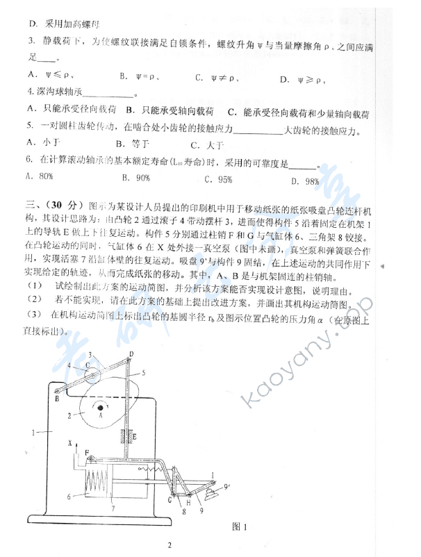 2005年中国地质大学（北京）481机械设计考研真题,中国地质大学机械设计,中国地质大学,机械设计,第2张