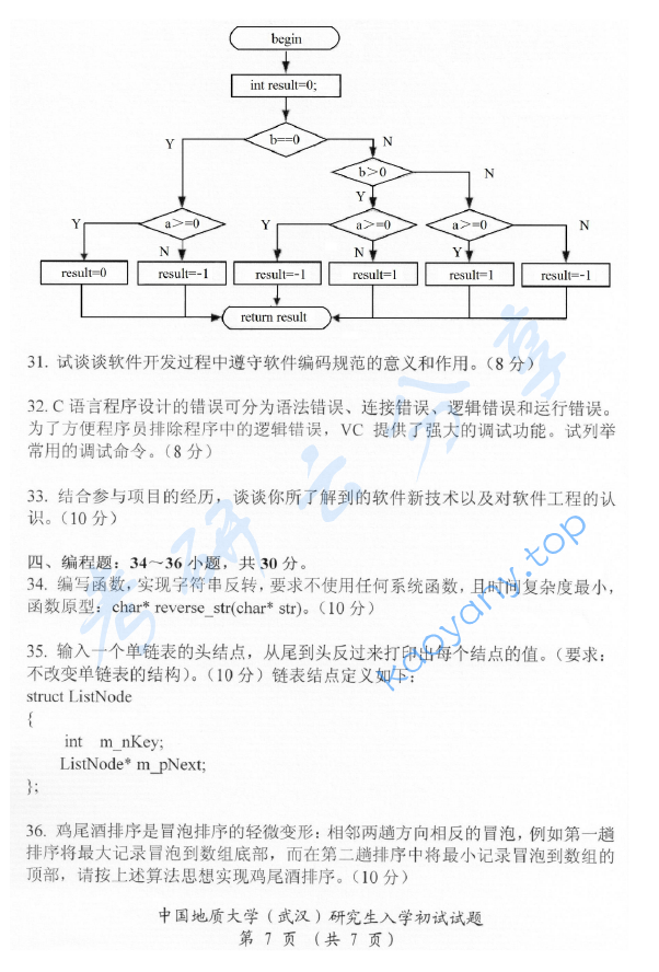 2016年中国地质大学（武汉）952软件综合考研真题,中国地质大学软件综合,中国地质大学,软件综合,第8张