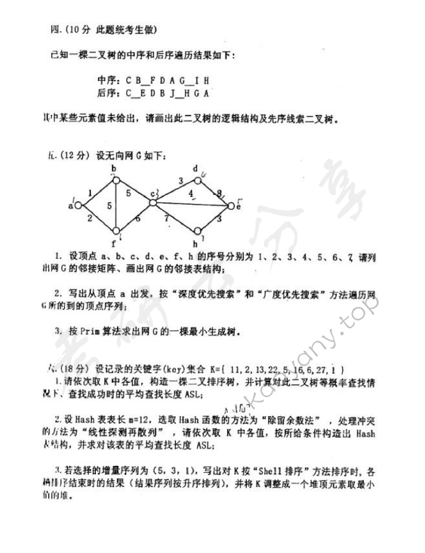 2001年北京科技大学数据结构考研真题,北京科技大学数据结构,北京科技大学,数据结构,第4张