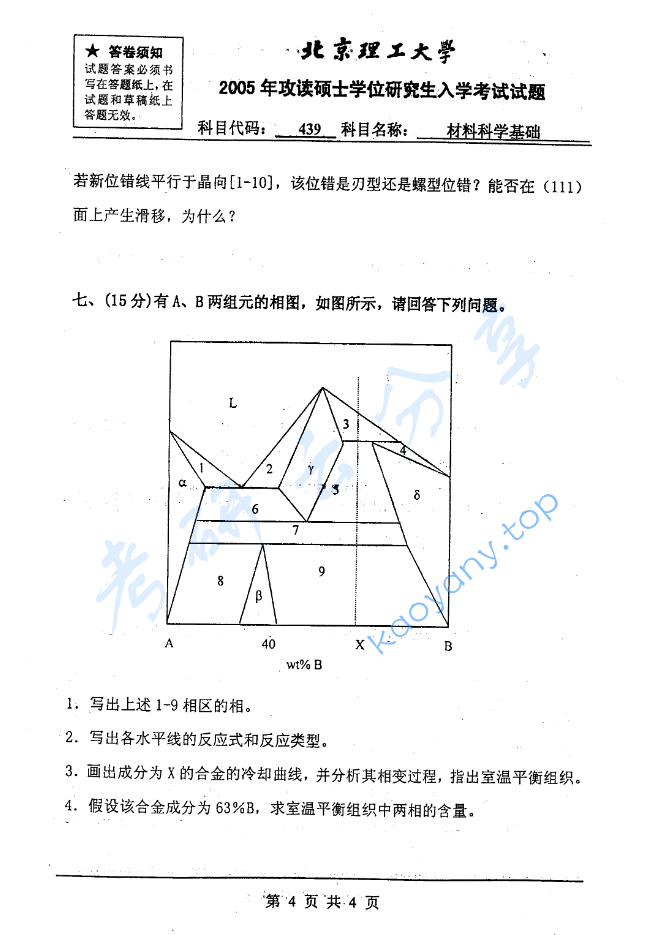 2005年北京理工大学439材料科学基础考研真题,image.png,北京理工大学材料科学基础,北京理工大学,材料科学基础,第4张