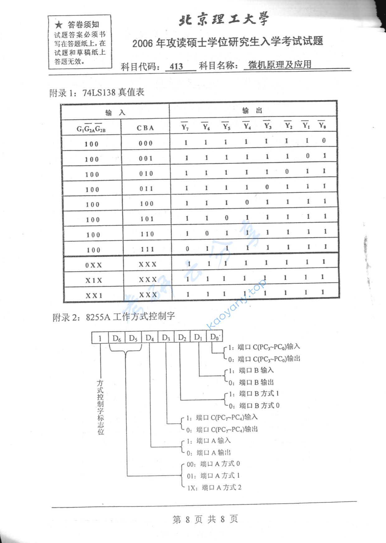 2006年北京理工大学413微机原理及应用考研真题,北京理工大学微机原理及应用,北京理工大学,微机原理及应用,第8张