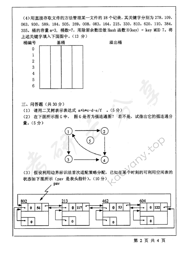 2003年北京师范大学478数据结构考研真题,北京师范大学数据结构,北京师范大学,数据结构,第2张