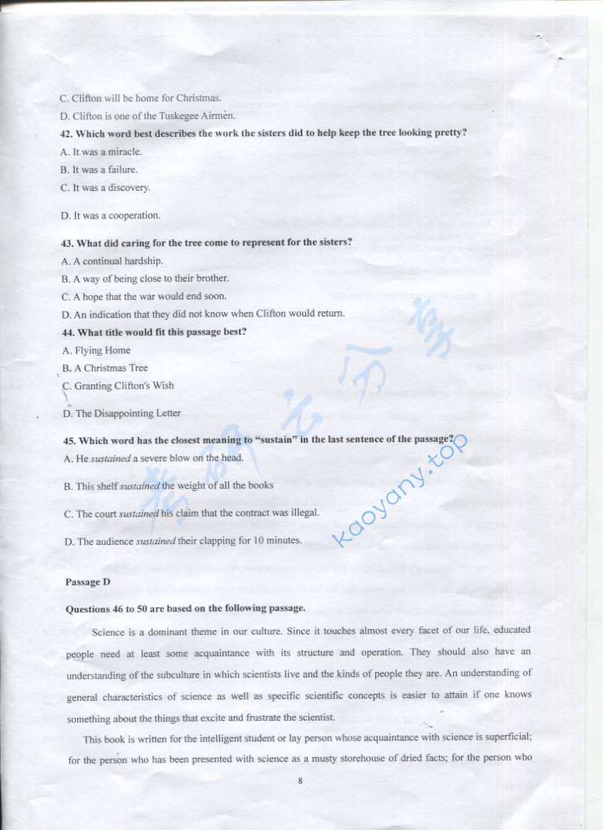 2016年上海海事大学256二外英语考研真题,上海海事大学英语,上海海事大学,英语,第8张