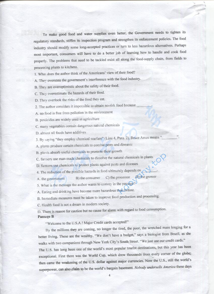 2016年上海海事大学综合英语考研真题,上海海事大学综合英语,上海海事大学,综合英语,第4张