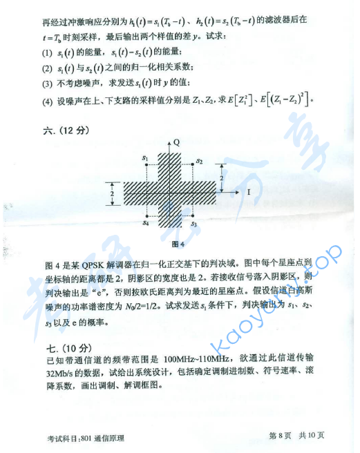 2016年北京邮电大学801通信原理考研真题,北京邮电大学通信原理,北京邮电大学,通信原理,第8张