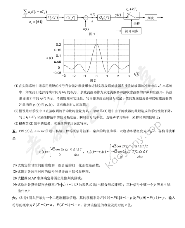 2012年北京邮电大学801通信原理考研真题,北京邮电大学通信原理,北京邮电大学,通信原理,第4张