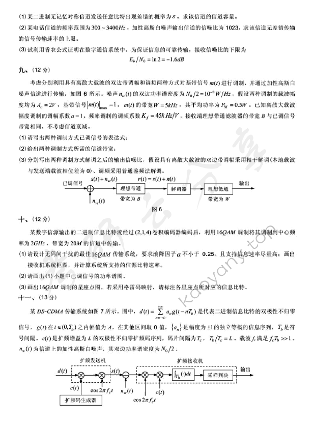 2010年北京邮电大学801通信原理考研真题,北京邮电大学通信原理,北京邮电大学,通信原理,第4张