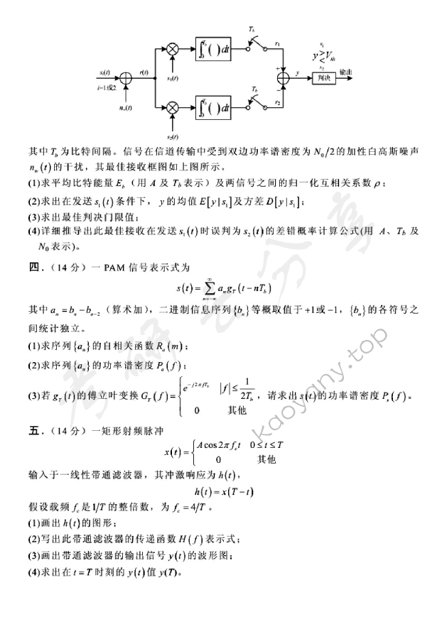 2007年北京邮电大学通信原理考研真题,北京邮电大学通信原理,北京邮电大学,通信原理,第3张