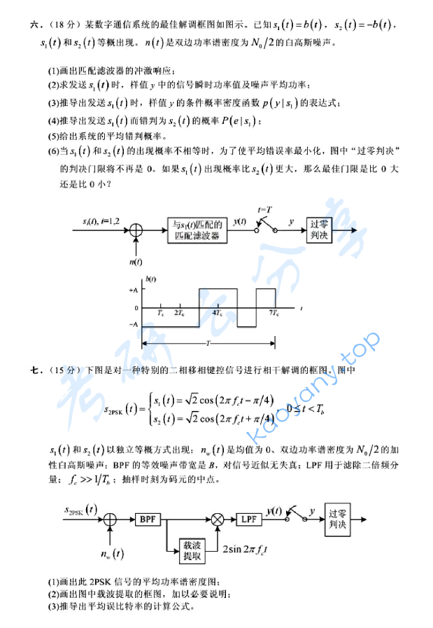 2005年北京邮电大学通信原理考研真题,北京邮电大学通信原理,北京邮电大学,通信原理,第4张