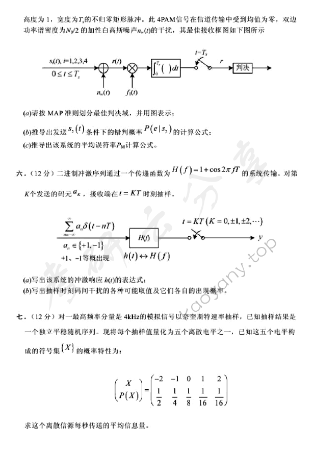 2004年北京邮电大学通信原理考研真题,北京邮电大学通信原理,北京邮电大学,通信原理,第3张