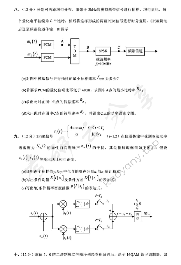 2004年北京邮电大学通信原理考研真题,北京邮电大学通信原理,北京邮电大学,通信原理,第4张