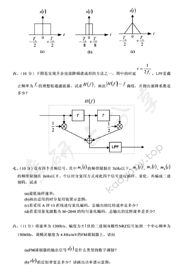 2001年北京邮电大学通信原理考研真题,北京邮电大学通信原理,北京邮电大学,通信原理,第2张