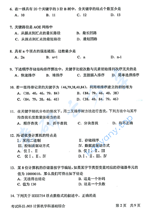 2016年北京邮电大学计算机学科基础综合考研真题,北京邮电大学计算机学科基础综合,北京邮电大学,计算机学科基础综合,第2张