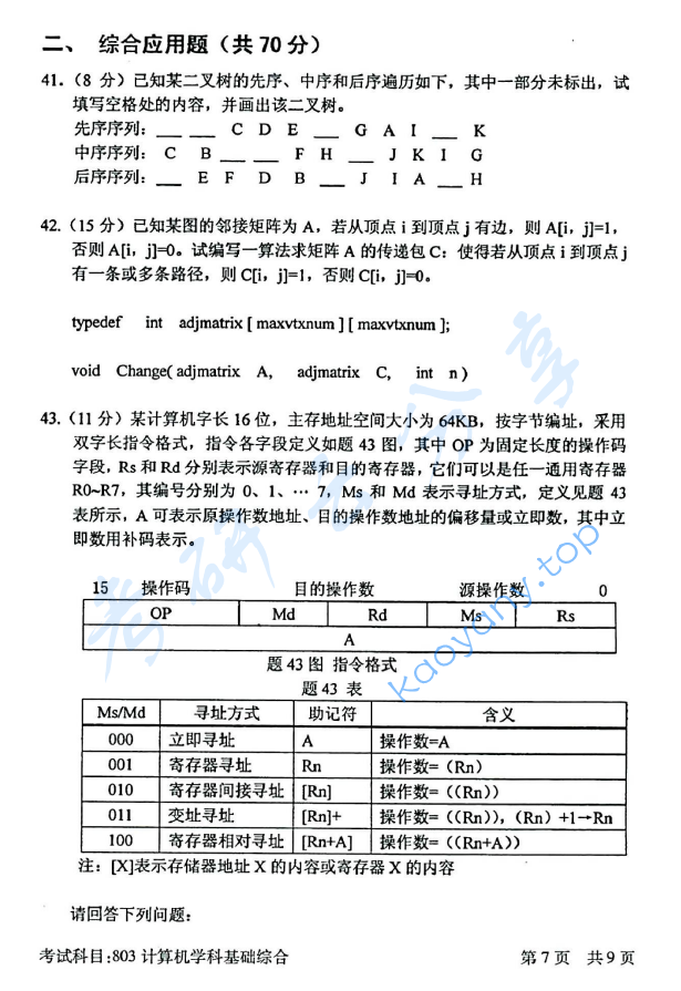 2016年北京邮电大学计算机学科基础综合考研真题,北京邮电大学计算机学科基础综合,北京邮电大学,计算机学科基础综合,第7张