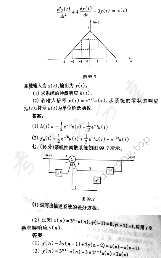 1999年北京邮电大学信号与系统考研真题,北京邮电大学信号与系统,北京邮电大学,信号与系统,第2张