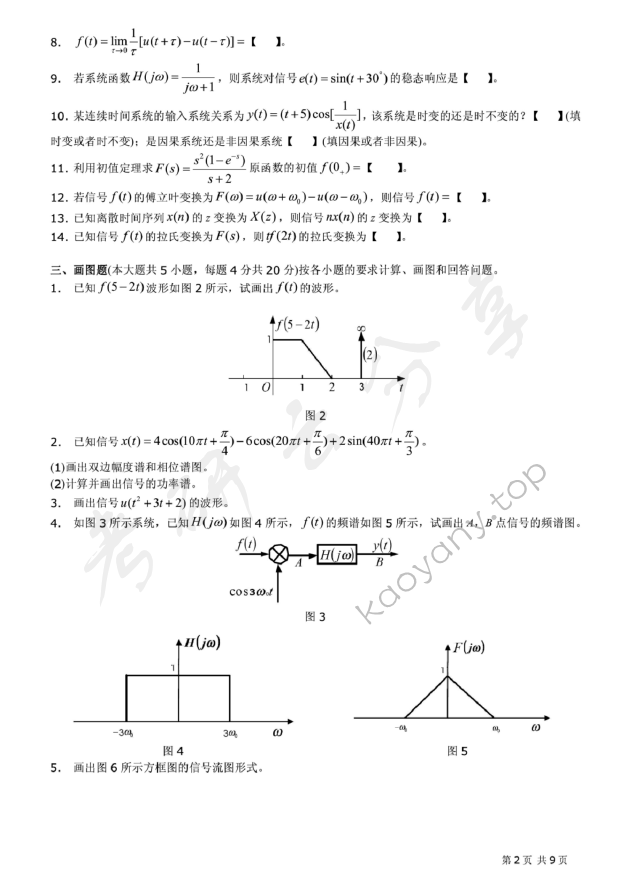 2009年北京邮电大学信号与系统考研真题,北京邮电大学信号与系统,北京邮电大学,信号与系统,第2张