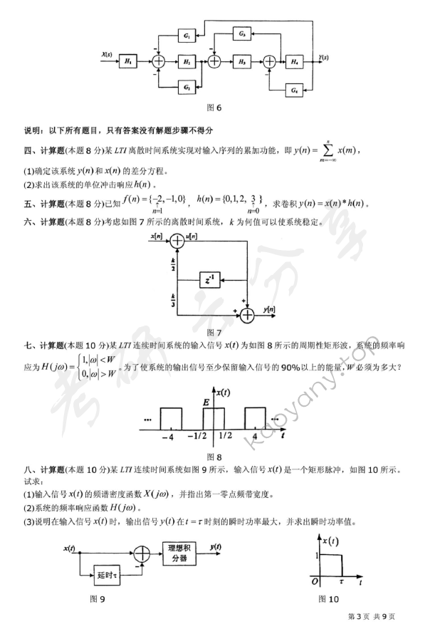 2009年北京邮电大学信号与系统考研真题,北京邮电大学信号与系统,北京邮电大学,信号与系统,第3张