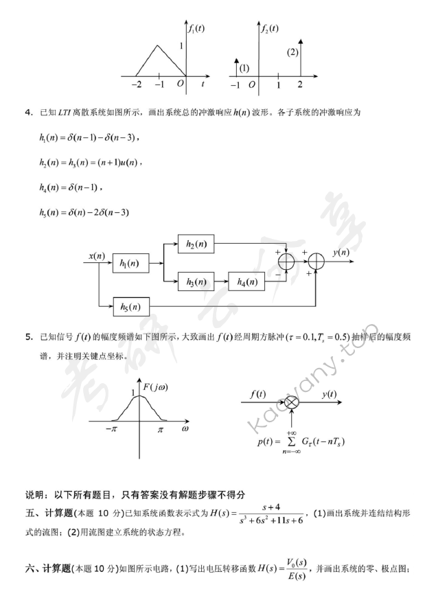 2010年北京邮电大学804信号与系统考研真题,北京邮电大学信号与系统,北京邮电大学,信号与系统,第3张