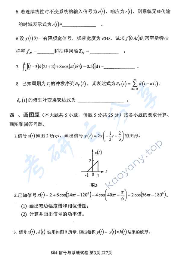 2012年北京邮电大学804信号与系统考研真题,北京邮电大学信号与系统,北京邮电大学,信号与系统,第3张