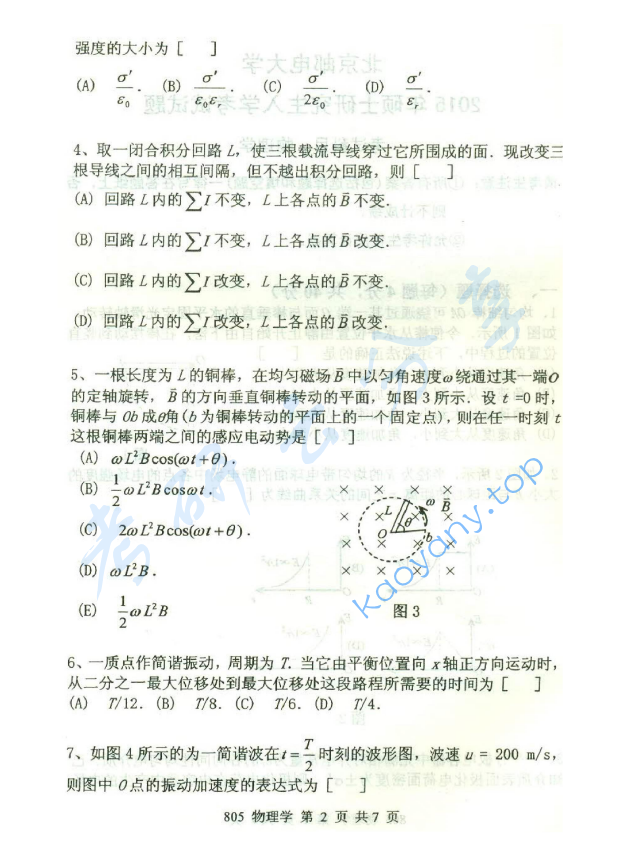 2015年北京邮电大学805物理学考研真题,北京邮电大学物理学,北京邮电大学,物理学,第2张
