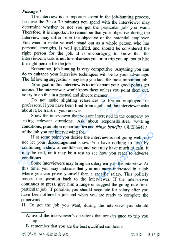 2016年北京邮电大学614英语语言基础考研真题,北京邮电大学英语语言基础,北京邮电大学,英语语言基础,第5张