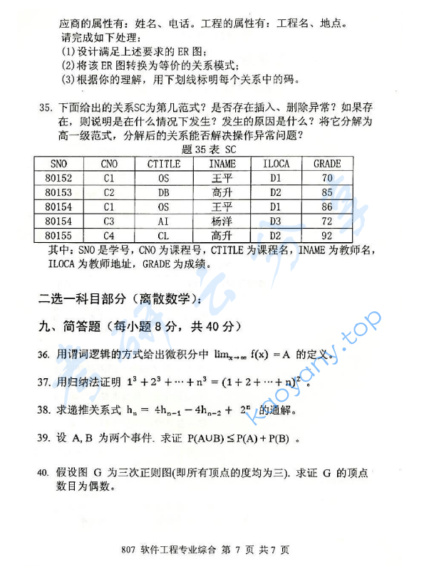 2015年北京邮电大学807软件工程专业综合考研真题,北京邮电大学软件工程专业综合,北京邮电大学,软件工程专业综合,第7张
