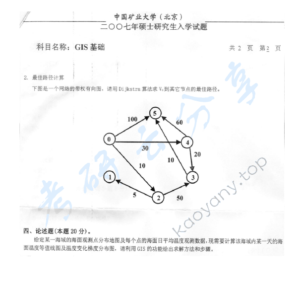 2007年中国矿业大学（北京）GIS基础考研真题,中国矿业大学GIS基础,中国矿业大学,GIS基础,第2张