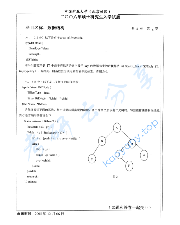 2006年中国矿业大学（北京）854数据结构考研真题,image.png,中国矿业大学数据结构,中国矿业大学,数据结构,第2张