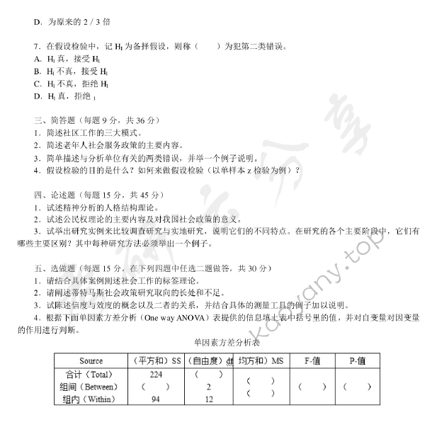 2009年中国青年政治学院社会学专业综合考研真题,中国青年政治学院,第2张