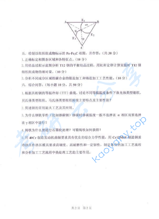 2011年太原科技大学861材料科学基础考研真题,太原科技大学材料科学基础,太原科技大学,材料科学基础,第2张