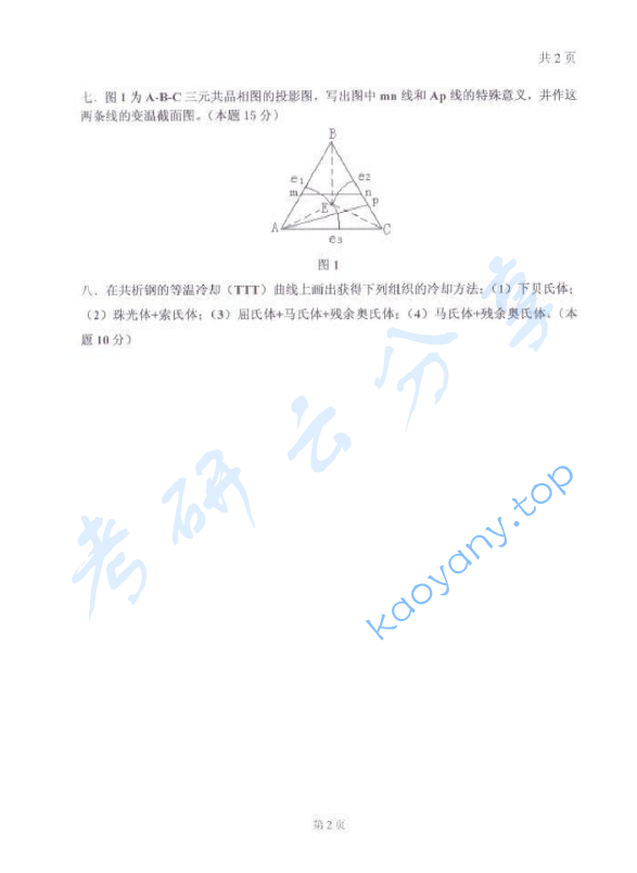 2009年太原科技大学851材料科学基础考研真题,太原科技大学材料科学基础,太原科技大学,材料科学基础,第2张
