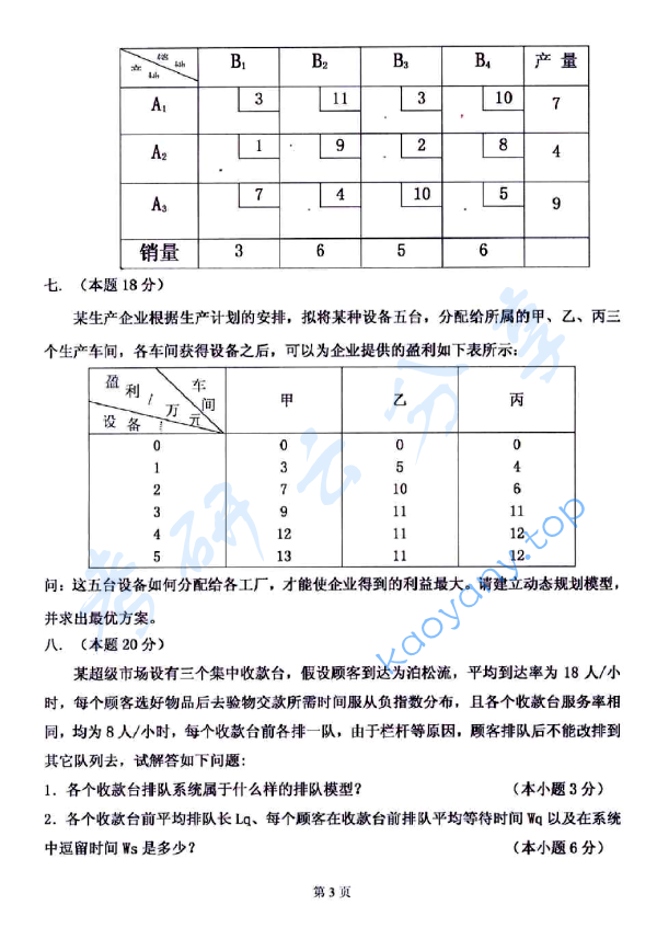 2009年太原科技大学883运筹学（B）考研真题,太原科技大学运筹学,太原科技大学,运筹学,第3张